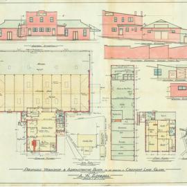 Crescent Lane Glebe (adjacent to elevated sewer). Workshop and admin block for AW Edwards