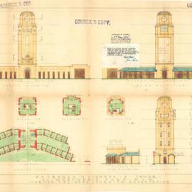 Plan - Entrance gateway and towers, National Coursing Association, Wentworth Park Glebe, 1939