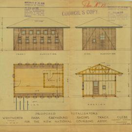 Plan - New building - Totalisators at Greyhound Racing Track, Wentworth Park Glebe, 1948
