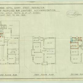 Plan - Additions to existing building, Lavatory, Old Dunbar Hotel, Renny Street Paddington, 1940
