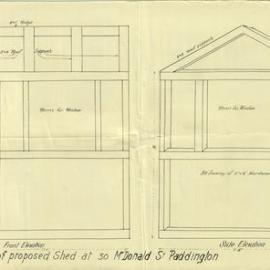 Plan - Additions to existing building, Shed, 30 McDonald Street Paddington, 1936