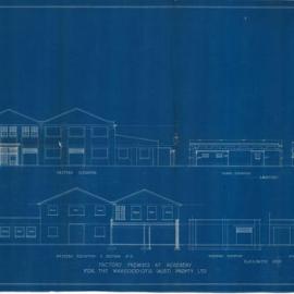 Plan - Additions to existing building, Factory, Joinery and blacksmith, Hayes Road Rosebery, 1935