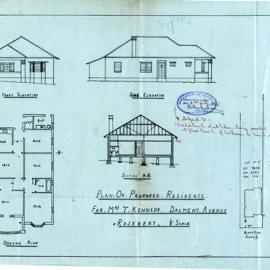 Plan - New building, Residence, 69 Dalmeny Avenue Rosebery, 1935