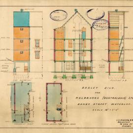 Plan - Additions to existing building, Barley silo, Danks Street Waterloo, 1934