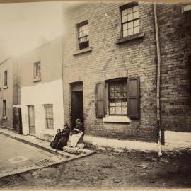 Print - Terrace houses in Bates Lane Sydney,  1900