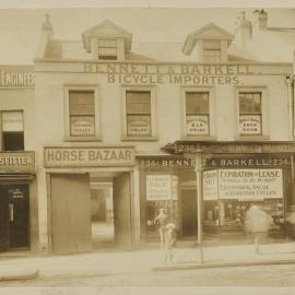 Print - Bennett and Barkell Bicycle Importers in Pitt Street Sydney, circa 1909