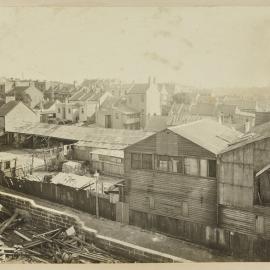 Print - Aerial view of Burrahpore Lane in Woolloomooloo, circa 1909