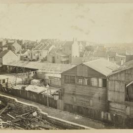 Print - Aerial view of Burrahpore Lane in Woolloomooloo, circa 1909-1911