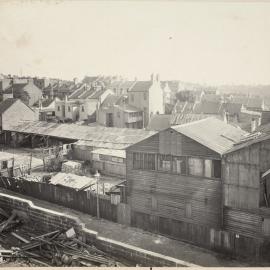 Print - Aerial view of Burrahpore Lane in Woolloomooloo, circa 1909