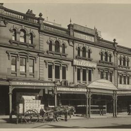 Print - Commercial businesses and the Daily Telegraph, Market Street Sydney, 1923