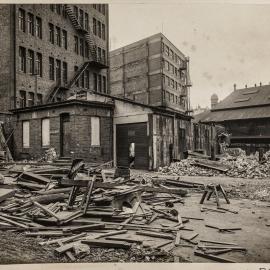 Print - Building demolition for Marcus Clark extension, Bijou Lane Haymarket, 1926