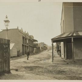 Print - Looking east along University Street Camperdown, 1909