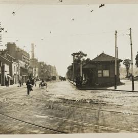 Print - Looking north along Elizabeth Street from Liverpool Street Sydney, 1909