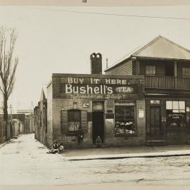 Print - Corner grocer shop, Harkness Lane Chippendale, circa 1909