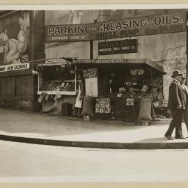Print - Fruit, vegetable and nut stall in Market Street Sydney, 1934