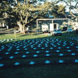 Preparations for the Sunscreen Film Festival at Observatory Park Millers Point, 2000