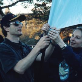 Preparations for the Sunscreen Film Festival at Observatory Park, Sydney, 2000