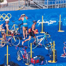 Competitors in the Olympic Triathlon Trials, Sydney Opera House, Sydney, 2000