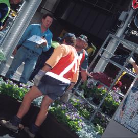 Preparing to install the flower boxes for the Olympics, Alfred Street, Circular Quay, 2000