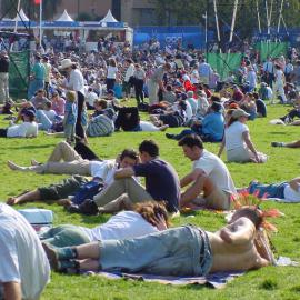 Crowd Relaxing at the Domain Olympic Live Site, Sydney, 2000