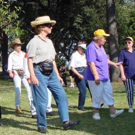 Line dancing at the Domain Olympic Live Site Sydney, 2000