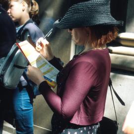 In the queue to buy tickets to Olympic events, Elizabeth Street Sydney, 2000