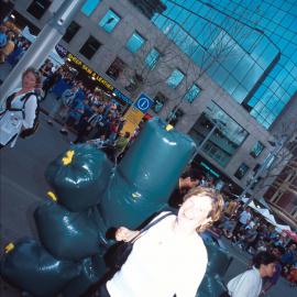 Garbage bags piled up at Alfred Street Circular Quay, Sydney, 2000