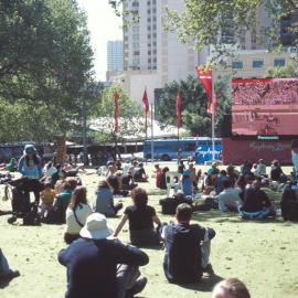 Crowd watching the screen at the Olympic Live Site in Belmore Park Haymarket, 2000