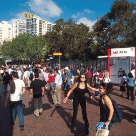Crowds leaving Tumbalong Park Live Site in Darling Harbour, 2000