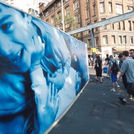 Sydney Welcomes the World" signage on Sussex Street, Sydney, 2000