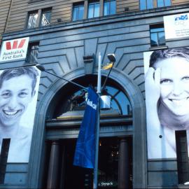 Giant posters of Ian Thorpe and Susie O'Neill at Westpac, George Street, Sydney, 2000