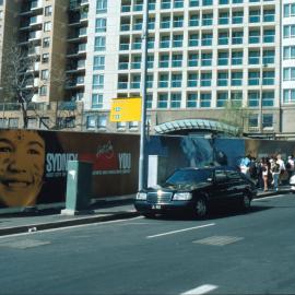 Decorative hoarding at Sussex and Liverpool Streets, Sydney, 2000