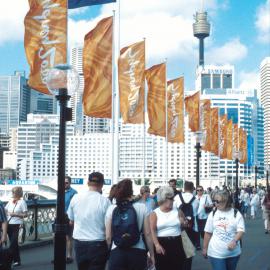 Olympic flags on the Pyrmont Bridge, Darling Harbour, Sydney, 2000