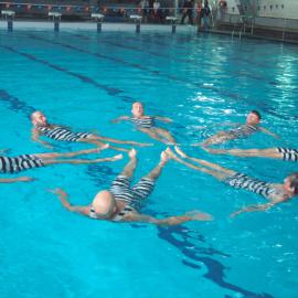 Czech Men's Synchronised swimming team in action, Cook and Phillip Park Pool, Sydney, 2000