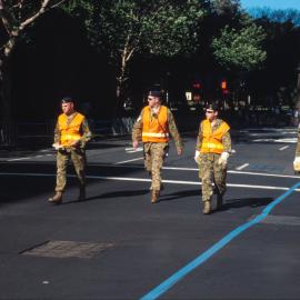 Security walk-through by Army at Bathurst Street Sydney, 2000