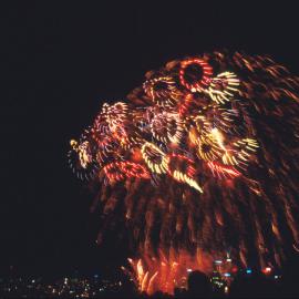 Closing ceremony fireworks view from Observatory Hill Sydney, 2000