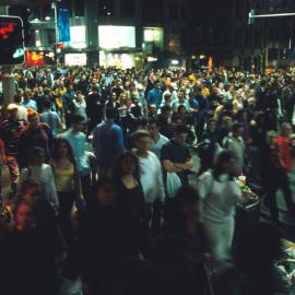 Crowds leaving Circular Quay along George Street after the closing ceremony fireworks Sydney, 2000