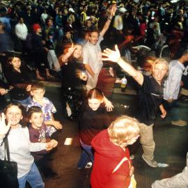 Crowds leaving Circular Quay along George Street after the closing ceremony fireworks Sydney, 2000