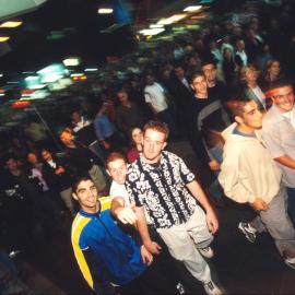 Crowds leaving Circular Quay along George Street after the closing ceremony fireworks, Sydney, 2000