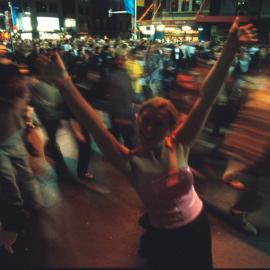 Crowds leaving Circular Quay along George Street after the closing ceremony fireworks Sydney, 2000