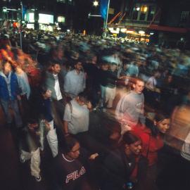 Crowds leaving Circular Quay along George Street after the closing ceremony fireworks Sydney, 2000