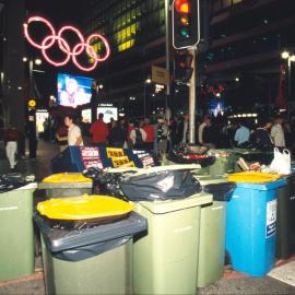 Full rubbish bins at Martin Place Olympic Live Site Sydney, 2000