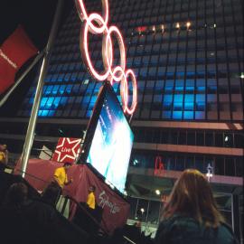 Martin Place activity on Olympic Closing Ceremony night, Sydney, 2000