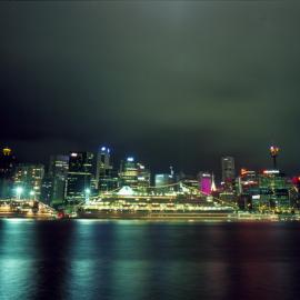 Seaborne Sun Cruise Ship at Night, berthed at King Street Wharf, Sydney, 2000
