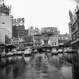 Streetscape and advertising signs, Victoria Street and Darlinghurst Road Darlinghurst, 1965