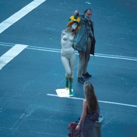 Spectator at the Olympic Volunteers Parade and Civic Reception,George Street, Sydney, 2000