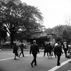 St James Railway Station and pedestrian crossing, Elizabeth Street Sydney, 1966