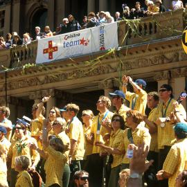 Athletes on the Town Hall steps, George Street, Sydney, 2000