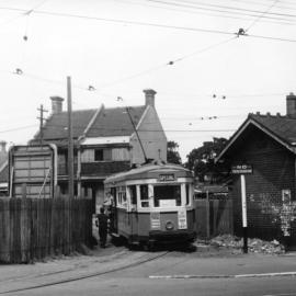 Tram in Randle Street Surry Hills, 1956