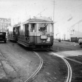 Trams in Driver Avenue Moore Park, 1958